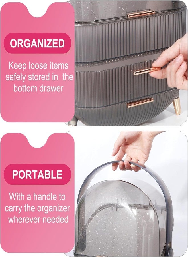 JUVIW Makeup Organizers, Skincare Organizer for Vanity,Portable Cosmetic Display case, Makeup Caddy for Dorm,Bathroom,Dresser Cosmetic Storage Box - Image 4