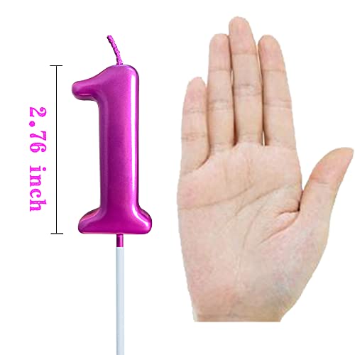 XNOVA 1st Birthday Candle First Year Purple Happy Birthday Number One Candles for Cake Topper Decoration for Party Kids Adults Numeral 1 10 100 11 21 16 14 12 18 13 11 91 - Image 2