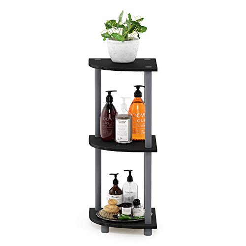 Furinno TURN-N-TUBE Corner Shelf, 3-Tier Corner Bookshelf, Display Storage Shelves with Open Shelves, for Organization and Storage, Living Room, Home Office, Garage, Black - Image 3