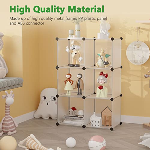 C&AHOME Cube Storage Organizer, 6-Cube Shelves Units, Closet Cabinet, DIY Plastic Modular Book Shelf, Ideal for Bedroom, Living Room, Office, 36.6" L x 12.4" W x 36.6" H Translucent White SBTM3506A - Image 4