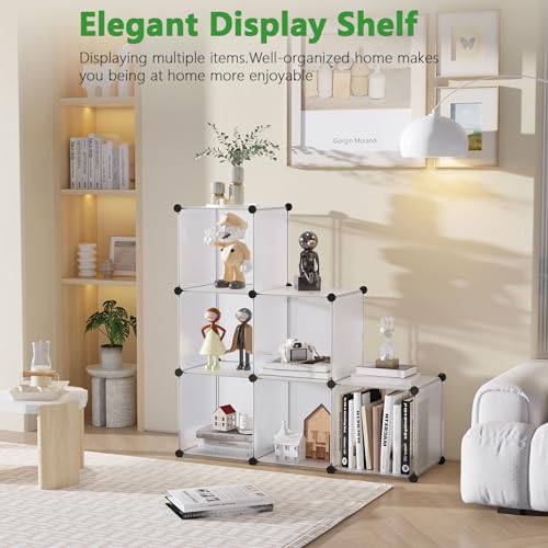 C&AHOME Cube Storage Organizer, 6-Cube Shelves Units, Closet Cabinet, DIY Plastic Modular Book Shelf, Ideal for Bedroom, Living Room, Office, 36.6" L x 12.4" W x 36.6" H Translucent White SBTM3506A - Image 2