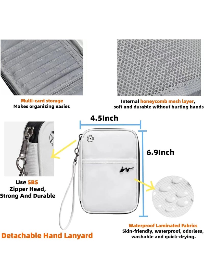 Passport Holder for Travel Family, RFID Blocking Travel Wallet Organizer with Zipper, Waterproof Passport Case for Men Women, Lightweight Document Bag for Cards and Tickets, White - Image 5