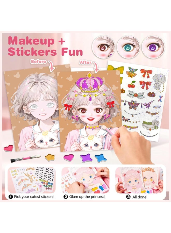 مجموعة أعمال فنية ورقية للبنات - تلبيس وتجميل الأميرات مع الرسم بالماس والملصقات | هدية عيد ميلاد مثالية للأطفال من عمر ٤ إلى ٨ سنوات - Image 5
