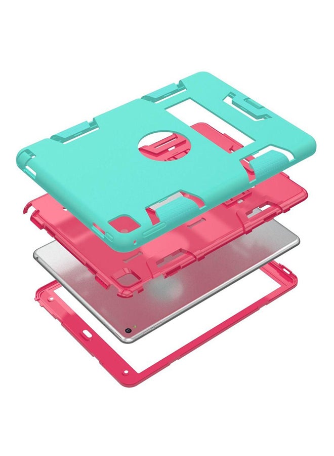 اليشمك غطاء حماية صلب شديد التحمل مزود بمسند لهاتف أبل آي باد آير 2/6 فيروزي/أحمر - Image 4