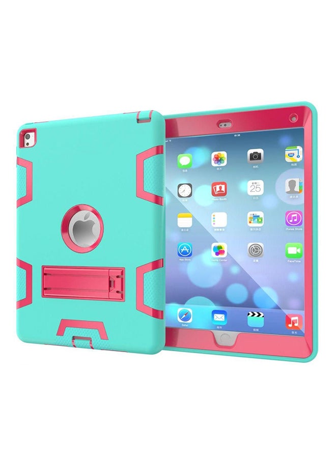 اليشمك غطاء حماية صلب شديد التحمل مزود بمسند لهاتف أبل آي باد آير 2/6 فيروزي/أحمر - Image 2