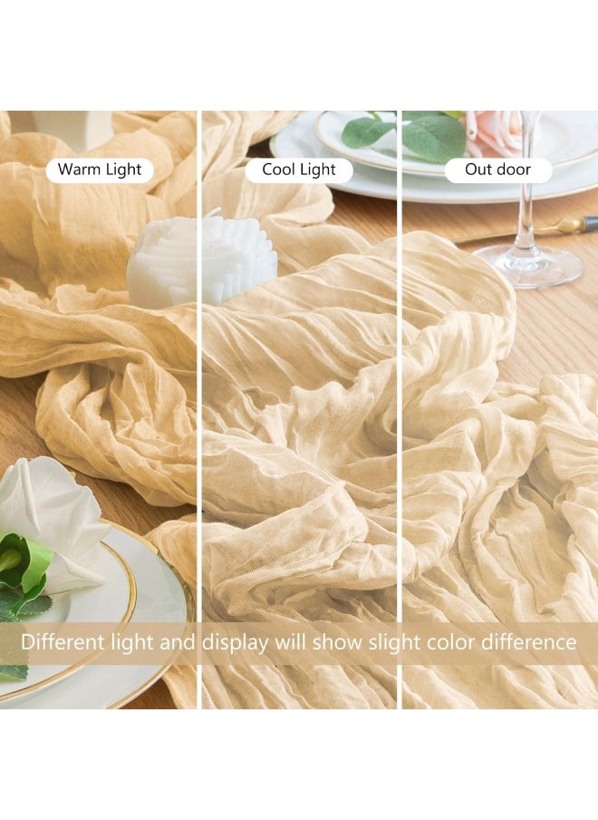 Farahom Cheesecloth Table Runner, 300cm Boho Rustic Gauze Cheese Cloth Semi-Sheer Runners for Wedding Party, Baby Bridal Shower, Home Table Centerpiece Decorations, Birthday, Beige  - Image 5