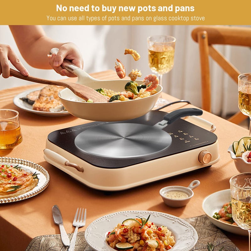 Amviner Induction Plate Adapter for Glass Cooktop Heat Diffuser for Electric Gas Glass Stove with Detachable Handle, 9.45 Inches - Image 3