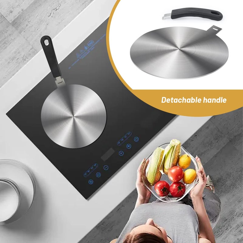 Amviner Induction Plate Adapter for Glass Cooktop Heat Diffuser for Electric Gas Glass Stove with Detachable Handle, 9.45 Inches - Image 2