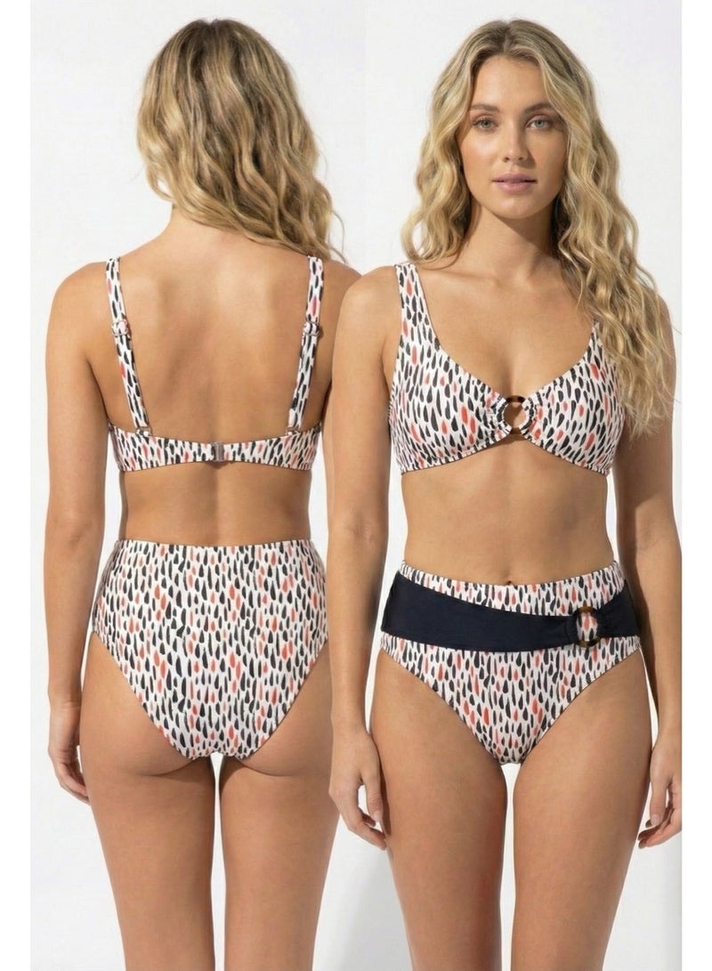 Cetus Bikini Printed O-Ring Set (White/BlackRed Dot) - Image 1