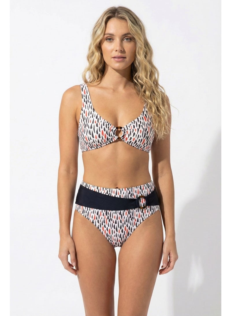 Cetus Bikini Printed O-Ring Set (White/BlackRed Dot) - Image 2