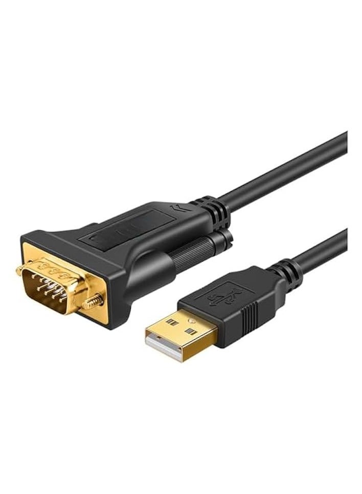 erorex USB to RS232 Serial Adapter, 10 Feet USB to DB9 Female Converter Cable for Various systems, 3 Meters/Black - Image 1