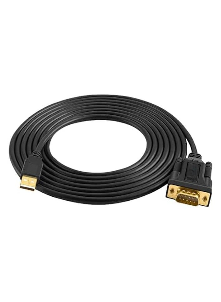erorex USB to RS232 Serial Adapter, 10 Feet USB to DB9 Female Converter Cable for Various systems, 3 Meters/Black - Image 2