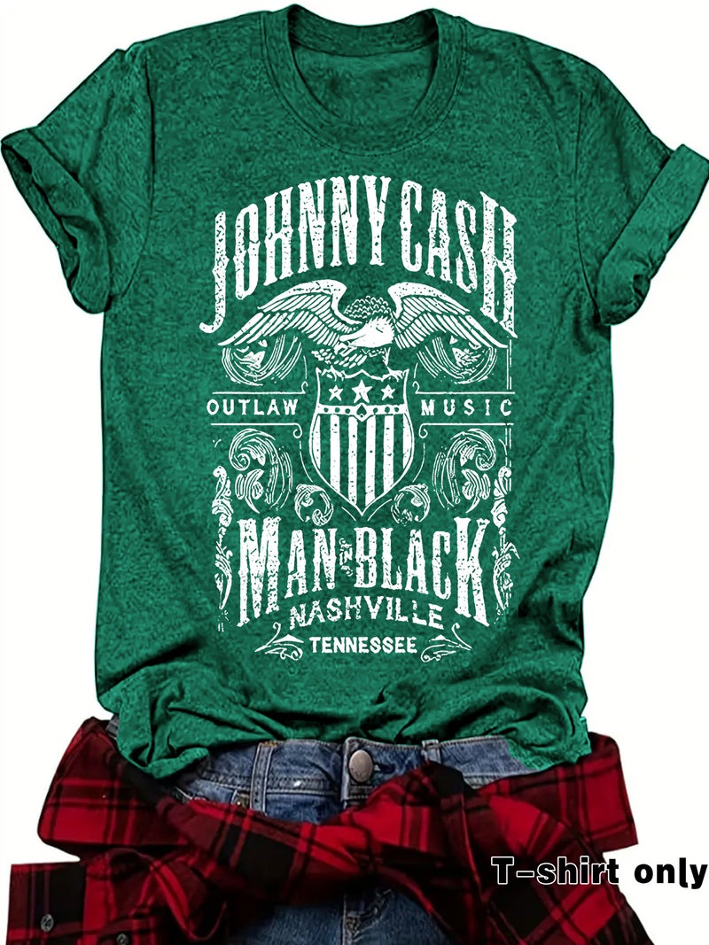 E-Commerce Johnny Cash Printed T-Shirt Short Sleeve Loose Fashion T-Shirt Design Sense - Image 3