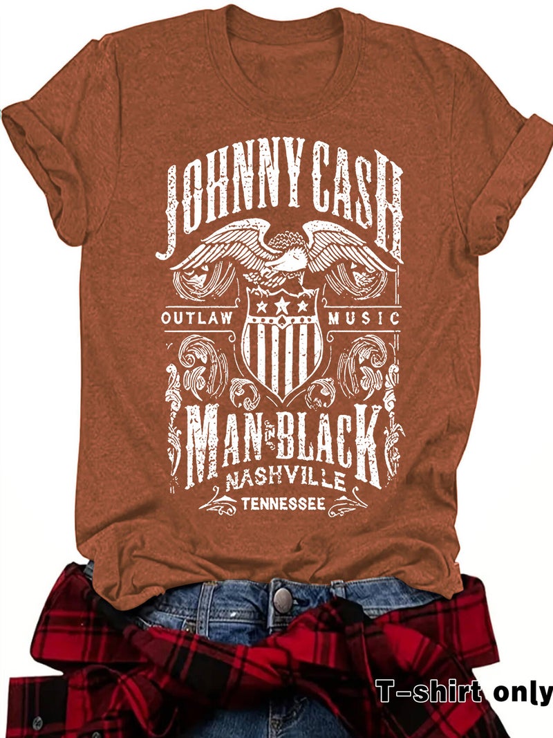 E-Commerce Johnny Cash Printed T-Shirt Short Sleeve Loose Fashion T-Shirt Design Sense - Image 2