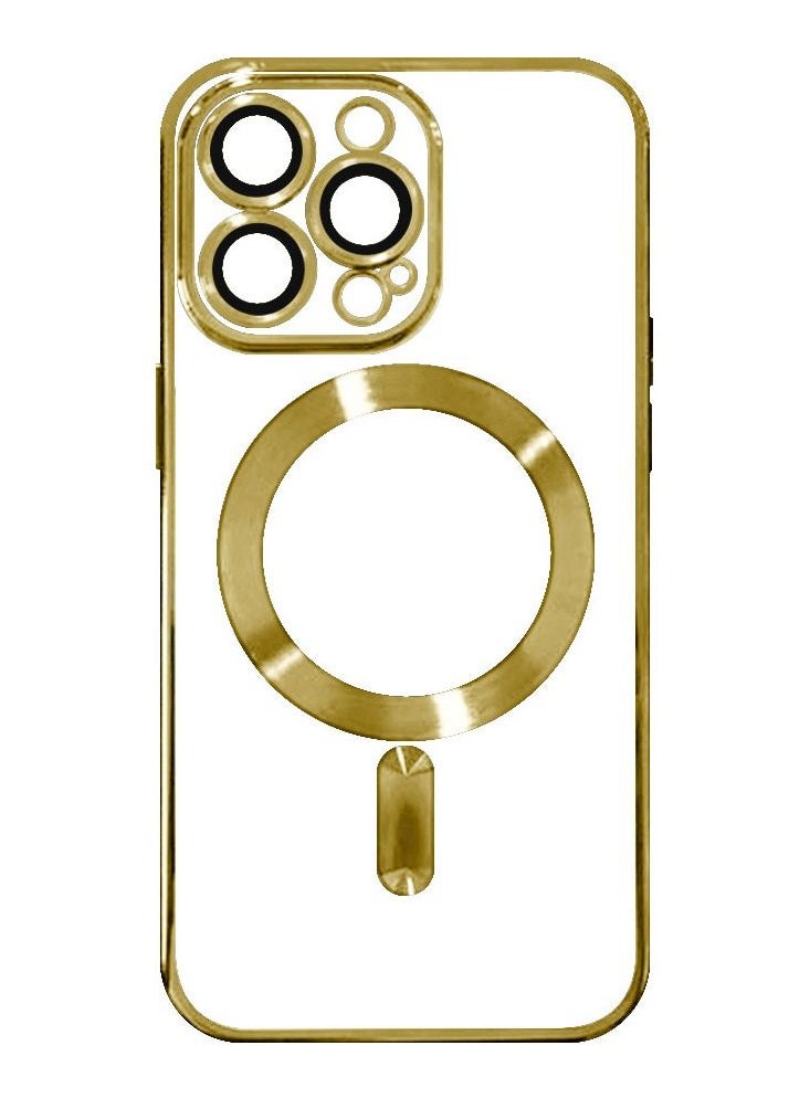 CATANES - 2Pack for iPhone 14 Pro Max Magsafe Case and Screen Protector Clear Electroplating Frame Wireless Charging Cover with Tempered Glass Gold/Clear - Image 1