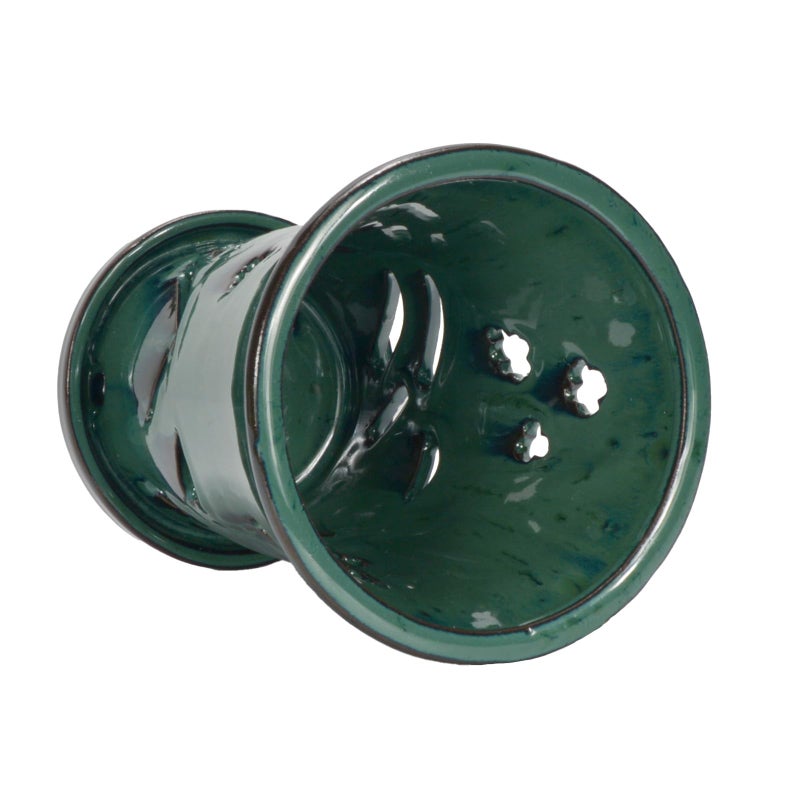 w w W&W Orchid Pot with Holes and Saucer for Repotting, 6 x 7 Inch, Green - Image 4