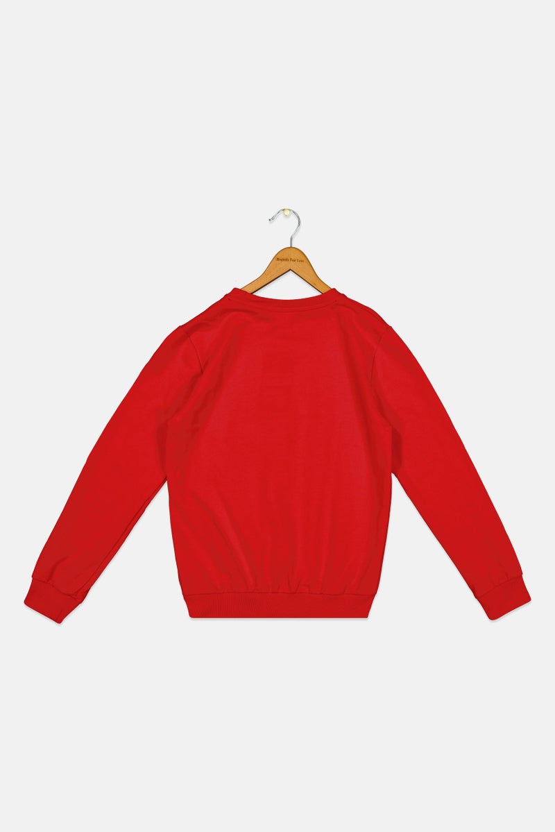 MARVEL Kids Boy Crew Neck Graphic Print Long Sleeve Sweatshirts, Red - Image 3