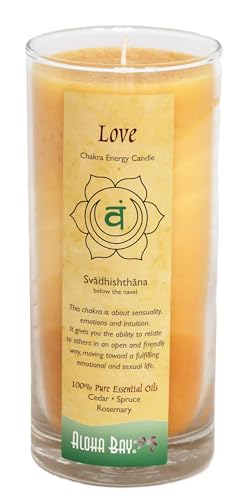 Aloha Bay Premium Scented Candle Hand Made Chakra Energy Jar | 11 Oz Jar | Love, Svadhishtana| Yoga, Prayer & Meditation Candle | Long Burn 60 Hours | Essential Oils of Cedar, Spruce & Rosemary | Aloha Bay - Image 1