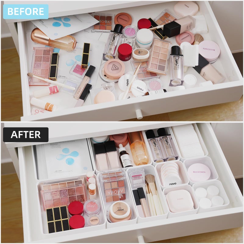 Chancetsui 11-Piece Stackable Drawer Organizer Set  Multi-Size Desk Drawer Organizer Trays Vanity Storage Bins For Storing Makeup  Stationery  Utensils In Bathroom Dresser  Office And Kitchen - Image 2
