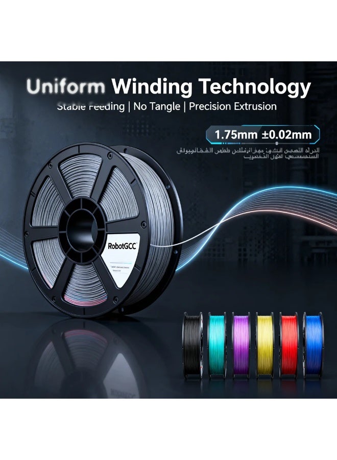 robotgcc PLA Silk Rainbow Gradient 1.75mm 3D Printing Material 1KG Spool for FDM 3D Printing, Glossy Multicolor 3D Printing Material with Smooth Color Transition Effect, Continuous Rainbow Color Changing 3D Printing Material, Easy Print Silk Surface Finish, Stable Extrusion Performance, Consistent Diameter ±0.02mm, Low Warping Behavior, Strong Layer Adhesion, High Precision 3D Printing Material for Decorative Models, Vases, Figurines, Art Designs, Display Prototypes, Creative Projects Compatible with Most 3D Printers - Image 4