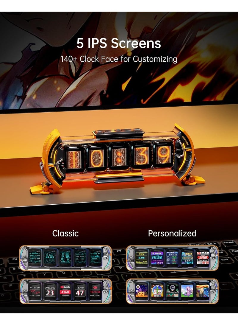 Divoom Times Gate - Cyberpunk Gaming Setup Digital Clock with Smart APP Control, WiFi Connect, RGB LED Display, Personalized Dashboard, Pixel Art for Gaming Room & Office Decor (Yellow) - Image 2