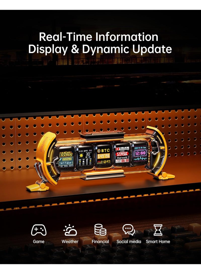 Divoom Times Gate - Cyberpunk Gaming Setup Digital Clock with Smart APP Control, WiFi Connect, RGB LED Display, Personalized Dashboard, Pixel Art for Gaming Room & Office Decor (Yellow) - Image 4