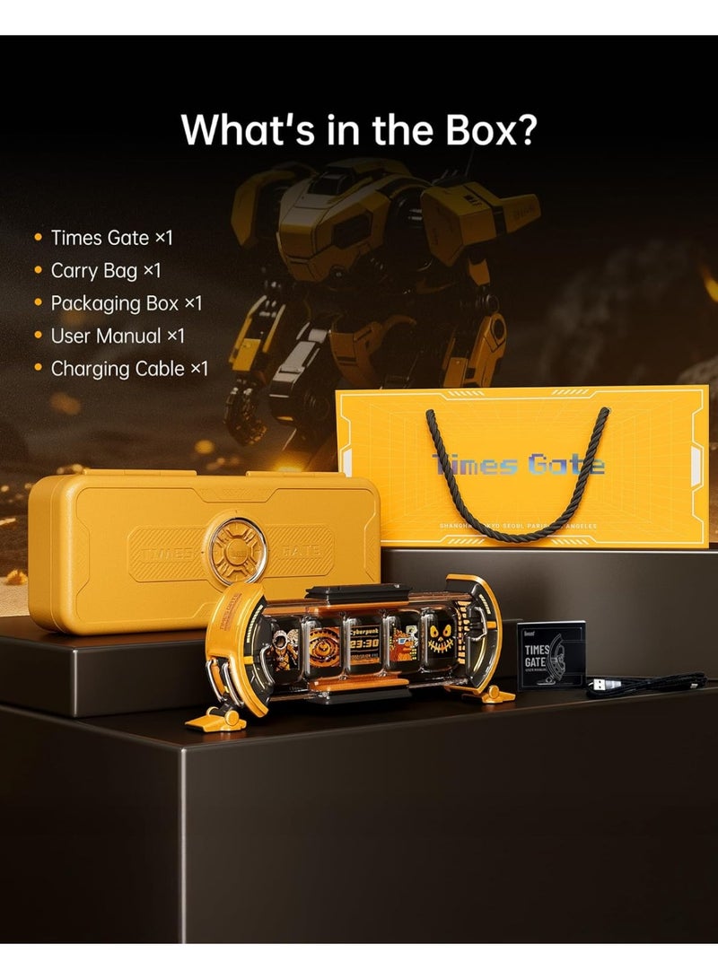 Divoom Times Gate - Cyberpunk Gaming Setup Digital Clock with Smart APP Control, WiFi Connect, RGB LED Display, Personalized Dashboard, Pixel Art for Gaming Room & Office Decor (Yellow) - Image 5