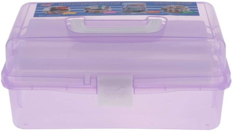 كلاراكو صندوق أدوات تخزين مستلزمات فنية بلاستيكية أساسية للفنانين، مقاس 12.4 × 6.7 × 5.7 بوصة، بلاستيك شبه شفاف مع 3 أدراج - بنفسجي - Image 5