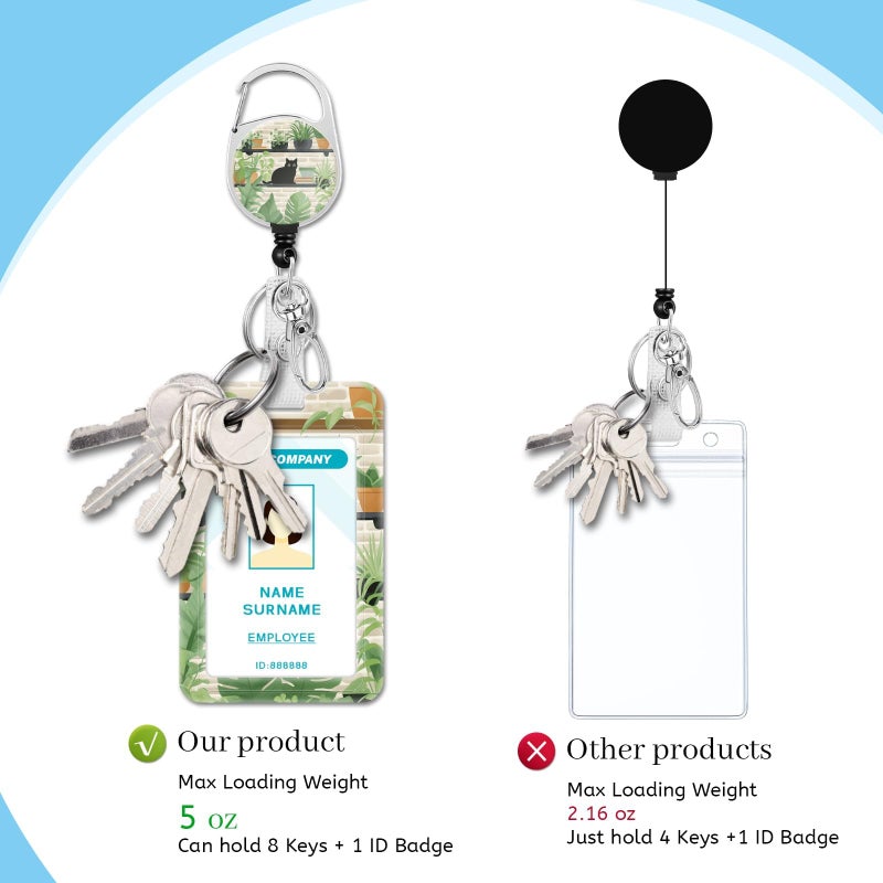 Hancynir Lanyards for Id Badges, Black Cat Leaves Badge Holder with Retractable Reel Clip, Cute Work Name Tags Keychain Lanyard ID Card Protector Cover Case for Women Teacher Nurse Doctor Office - Image 5