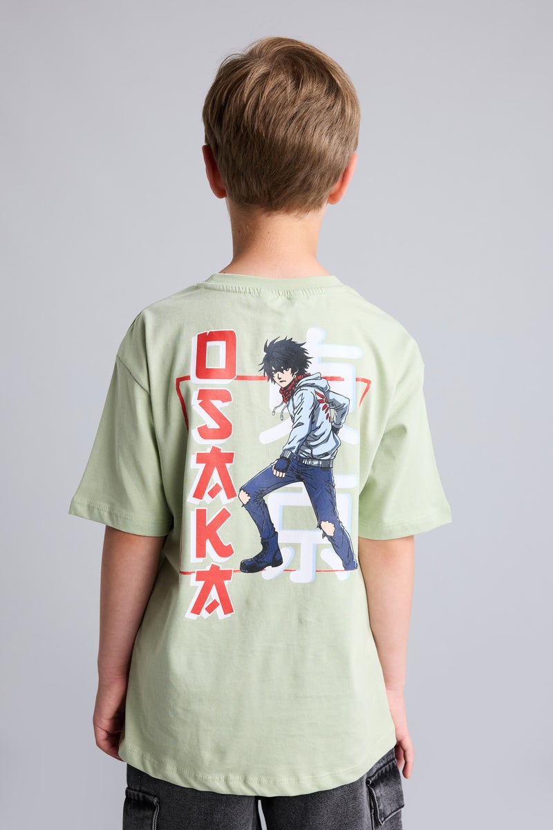 DeFacto Green Boy New Regular Fit Printed Light Green T-Shirt Casual - Image 4