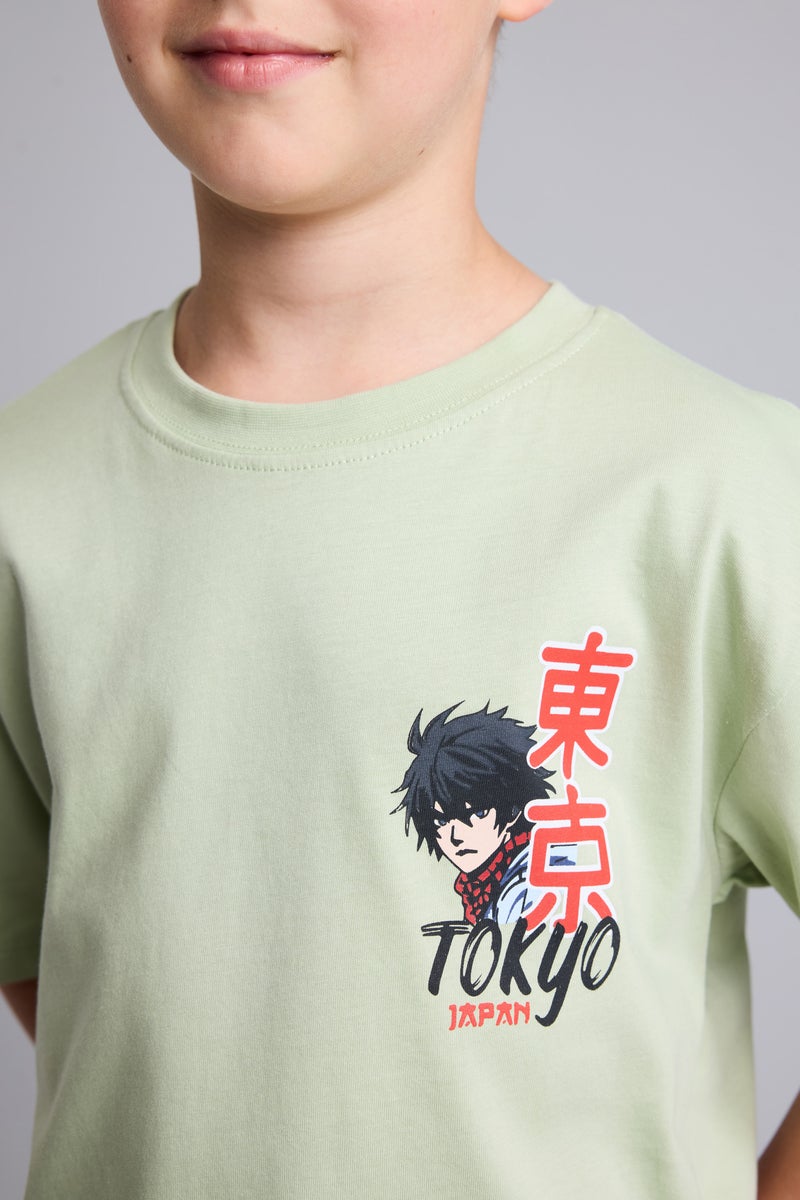 DeFacto Green Boy New Regular Fit Printed Light Green T-Shirt Casual - Image 3