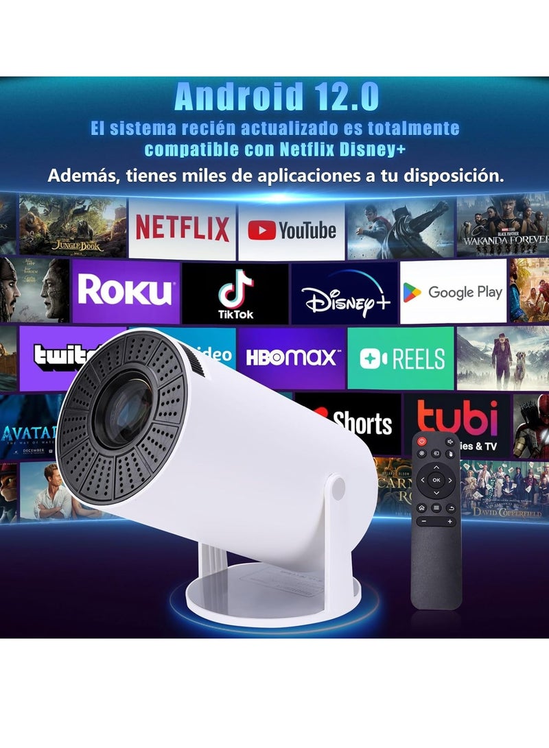 جهاز عرض صغير محمول يعمل بنظام Android 12، يدعم جهاز عرض 1080P Full HD 200ANSI، مع أجهزة عرض WiFi 6 وBluetooth 5.0 للمسرح المنزلي، وجهاز عرض سينمائي خارجي، ويدعم عرض الهاتف المحمول - Image 2