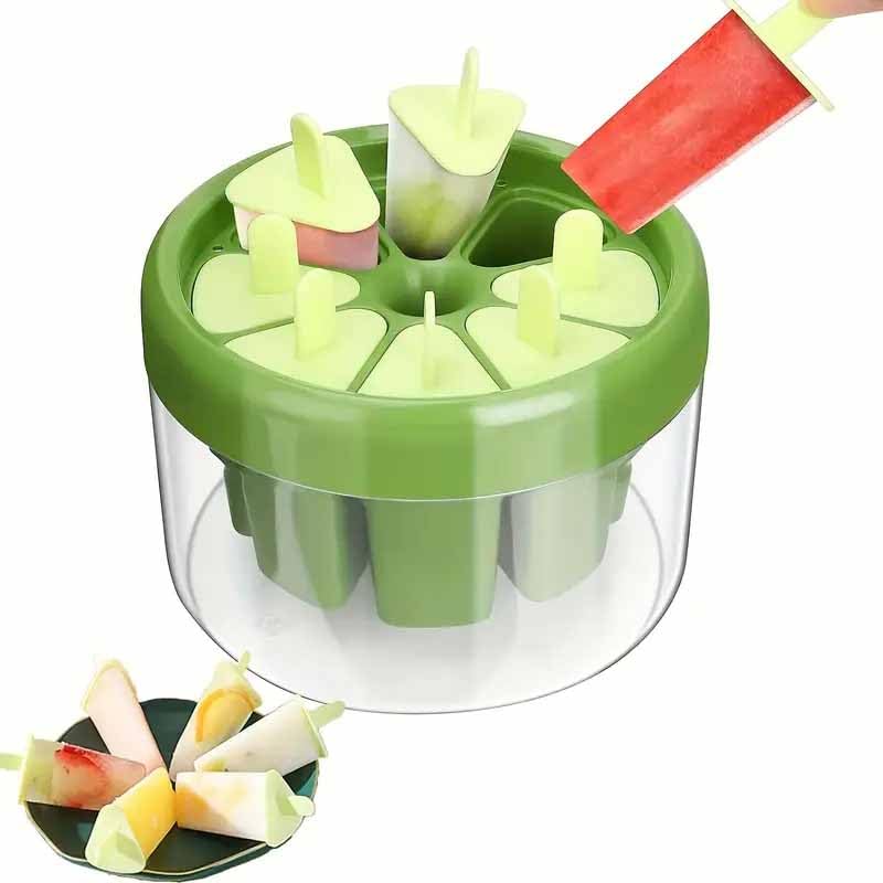 TGOPIT Popsicle Molds Mini Popsicle Molds Reusable DIY 8 Grid Ice Pop Mould for Homemade Upgrade Ice Cream Mold with Sticks and Ice Box Easy Release Popsicle Maker BPAFree Green - Image 1
