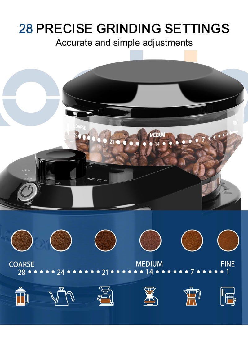Burr Coffee Grinder Electric - Adjustable Burr Grinder with 28 Precise Grind Settings for 12 Cups - Coffee Grinders for Home Use - Professional Coffee Bean Grinder - Stainless Steel - Image 2