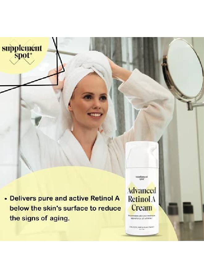 Supplement Spot Advanced Retinol A Cream Retinol Moisturizer Cream w; Vitamin E Coconut & Almond Oil Retinol Daily AntiAging Cream for Face Best Retinol Cream for Smoother Looking Skin (3.4 oz) - Image 4