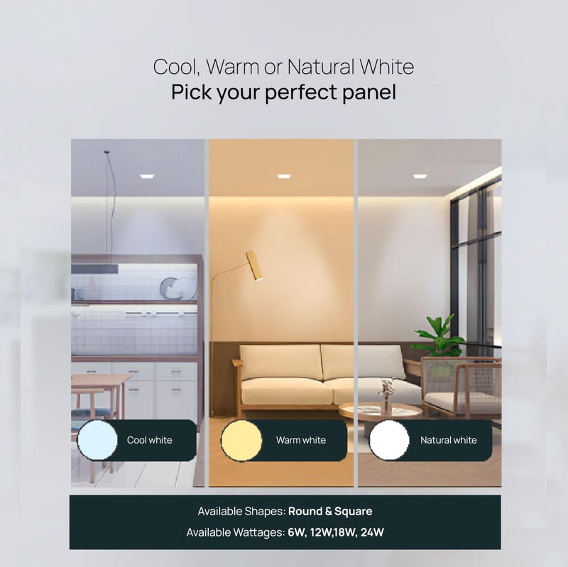 wipro Acrylonitrile Butadiene Styrene Garnet 12W Rimless Round LED Surface Panel|Neutral White Light(4000K)|Elegant Rimless Design for Wider Spread of Light|Surface Mounted LED Down Light Pack of 1 - Image 4
