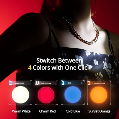 AMBITFUL LED Photography Flashlight, 4 Color Modes 10 Brightness Levels, 8400mAh Rechargeable Handheld Fill Light with Metal Magnetic Gobos for Video Photography Vlog (10W) - Image 3