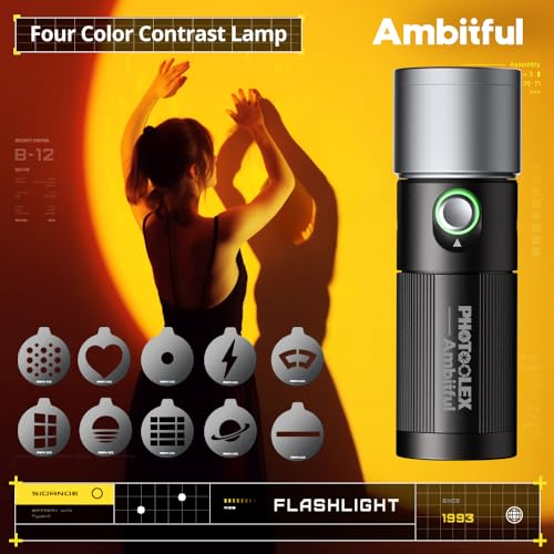 AMBITFUL LED Photography Flashlight, 4 Color Modes 10 Brightness Levels, 8400mAh Rechargeable Handheld Fill Light with Metal Magnetic Gobos for Video Photography Vlog (10W) - Image 2