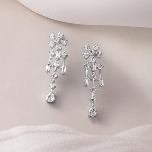 Rubans Jewellery Set Zircon Rhodium Plated White AD Premium Necklace Gift for Women and Girls Wedding Party Festive - Image 2