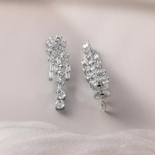 Rubans Jewellery Set Zircon Rhodium Plated White AD Premium Necklace Gift for Women and Girls Wedding Party Festive - Image 3
