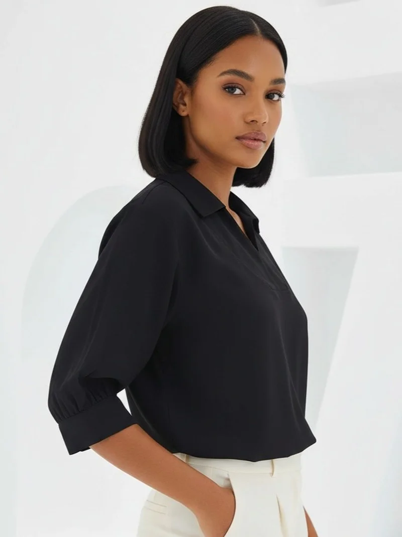 BIG DART BDART Polo Collar Loose Fit Blouse