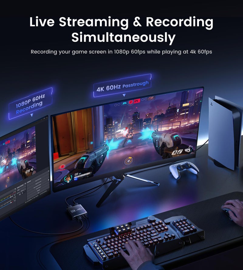 MOYOON 4K Capture Card for Streaming, HDMI to USB 3.0/Type-C Audio Video Capture Card Device 1080P 60FPS Recording with Low Latency, Works for Nintendo Switch/PS5/PS4/Xbox/Camera/PC, External TV Tuners - Image 2