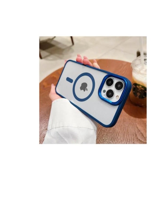 ماجنيتك غطاء حماية مغناطيسي ايفون 14 برو مع إيطار أزرق - Image 1