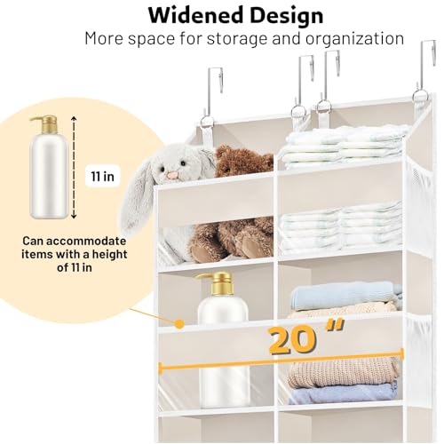 Ofiray-home Over the Door Organizer 5 Tiers,Extra Large Behind Door Storage of 10 Compartments,80 lbs Weight Capacity Over the Door Storage, Door Hanging Organizer for Closet, Diaper Organizer, Beige - Image 2
