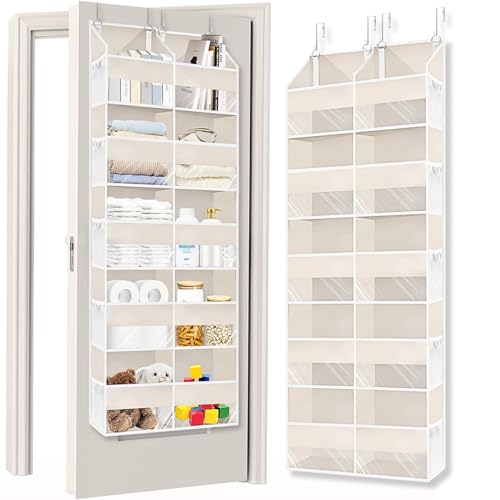 Ofiray-home Over the Door Organizer 5 Tiers,Extra Large Behind Door Storage of 10 Compartments,80 lbs Weight Capacity Over the Door Storage, Door Hanging Organizer for Closet, Diaper Organizer, Beige - Image 1