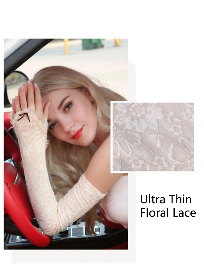 Generic 1 Pair Arm Sleeves for Women, Sun Sleeves Long Sunscreen Gloves, Ultra Thin Floral Lace Driving Sleeves, for UV Protection Sun Protection Gloves  - Image 5