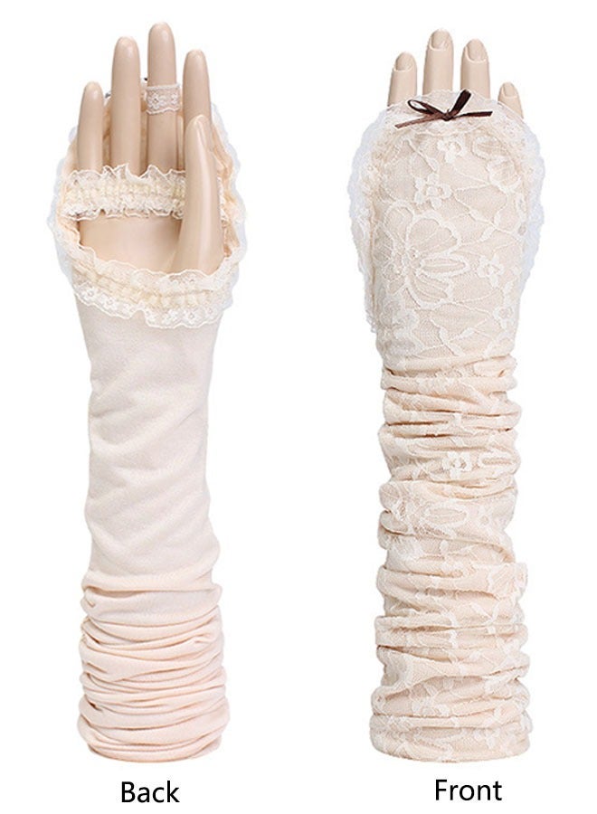 Generic 1 Pair Arm Sleeves for Women, Sun Sleeves Long Sunscreen Gloves, Ultra Thin Floral Lace Driving Sleeves, for UV Protection Sun Protection Gloves  - Image 2