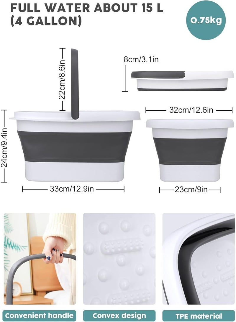 Collapsible Foot Bath Soak Tub with Handle, Portable Feet Spa Soaking Bowl Basin Bucket with Massage Acupoint for Washing Soaking Feet,Collapsible Foot Soaking Bath Basin with Foot Massagers - Image 2