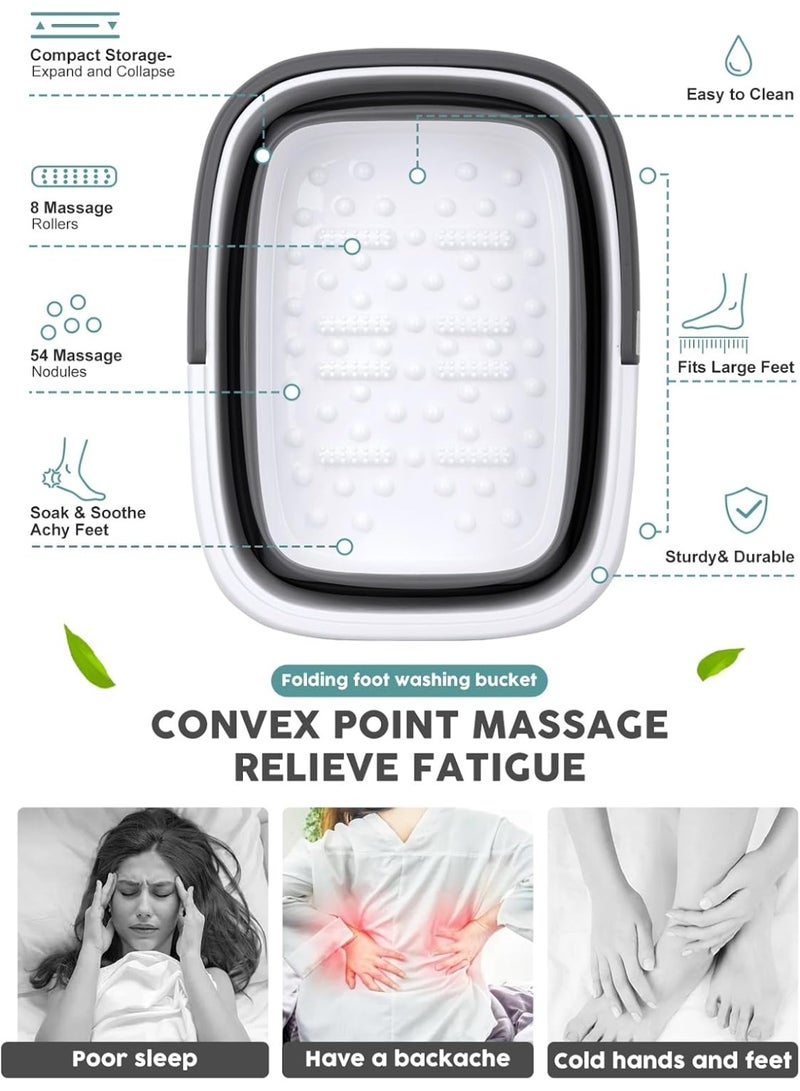 Collapsible Foot Bath Soak Tub with Handle, Portable Feet Spa Soaking Bowl Basin Bucket with Massage Acupoint for Washing Soaking Feet,Collapsible Foot Soaking Bath Basin with Foot Massagers - Image 5