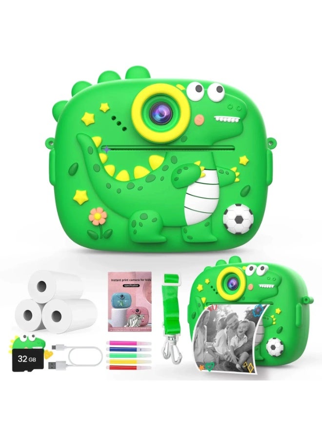Instant Print Kids Camera 48MP Dual Lens with 2.4" IPS Screen, 1080P HD Video, MP3 Player, Games, Voice Recorder, Selfie Mode, Smart Focus, Funny Frames, No-Ink Thermal Printing with 3 Paper Rolls, Rechargeable 1000mAh Battery, Expandable Memory up to 128GB – Perfect Gift for Children Ages 4-12 - Image 1